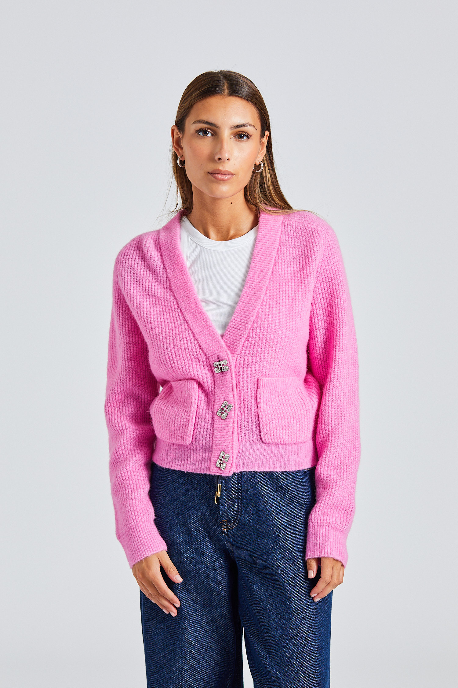 Soft Wool Cardigan Solid Wild Orchid | Retro